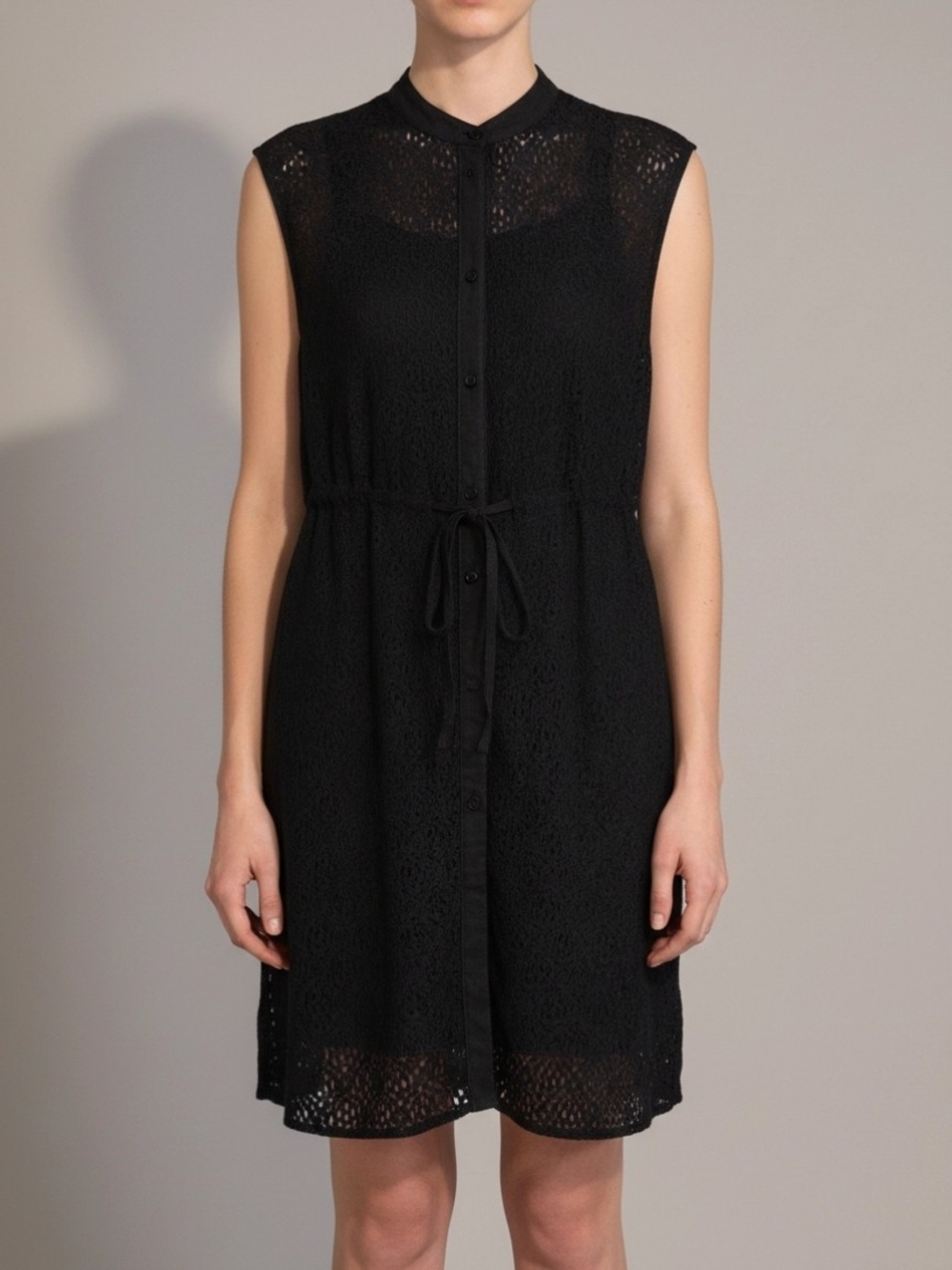 All Saints Black Sleeveless "Glesni' Waist  Button-Front Dress Misses Size 6